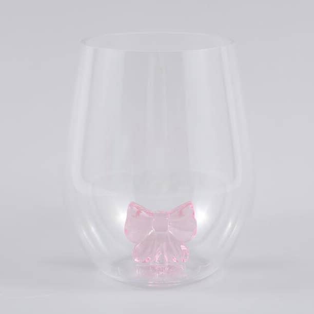 Godinger - Wholesale Wine Glass - Coquette Acrylic Bow Stemless Wine Glass0