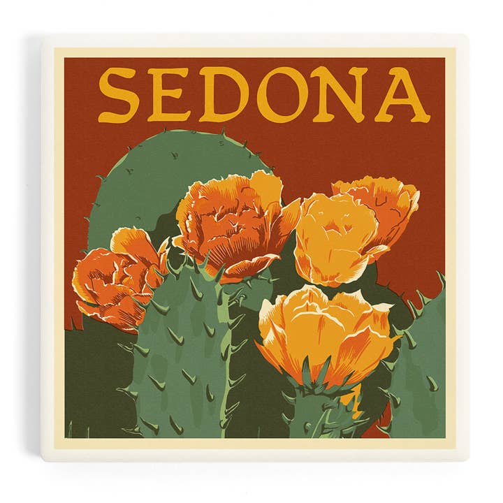 SOTTOBICCHIERE IN CERAMICA Sedona, Arizona, Prickly Pear Cactus per la vendita all'ingrosso da parte di Lantern Press