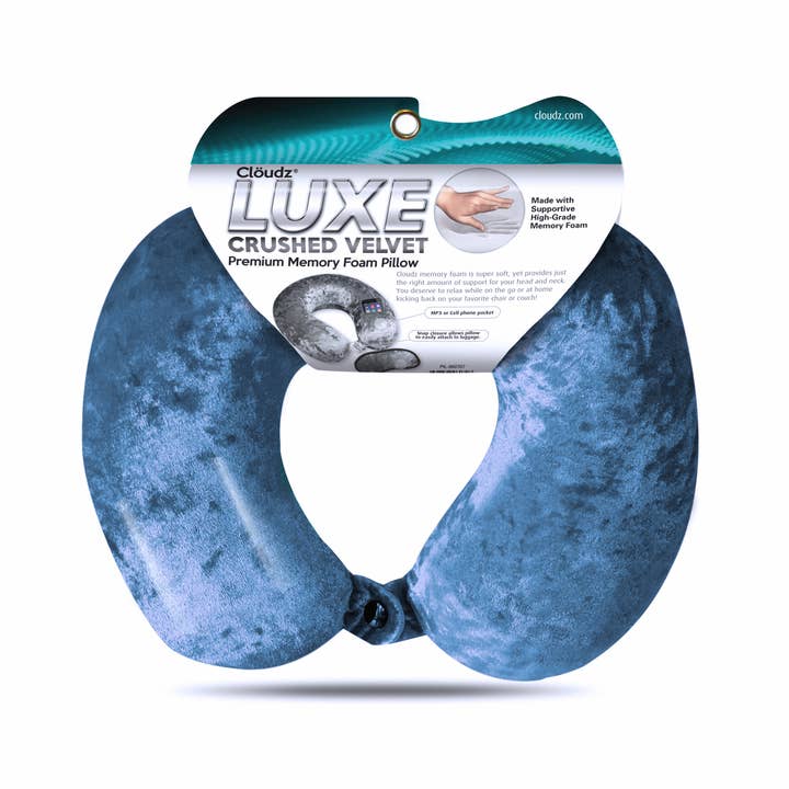 Cloudz - Vente Oreiller de voyage - Cloudz LUXE Coussin de voyage en velours écrasé à mémoire de forme - Acier2