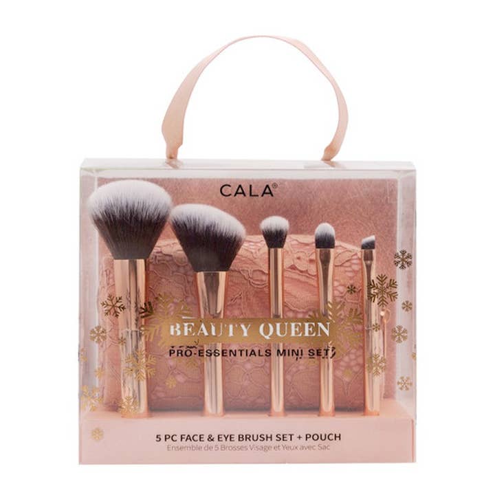 PINEAPPLE Beauty - Wholesale Makeup Brush Set - CALA 76856 Beauty Queen Mini Brush n Pouch Set - 6