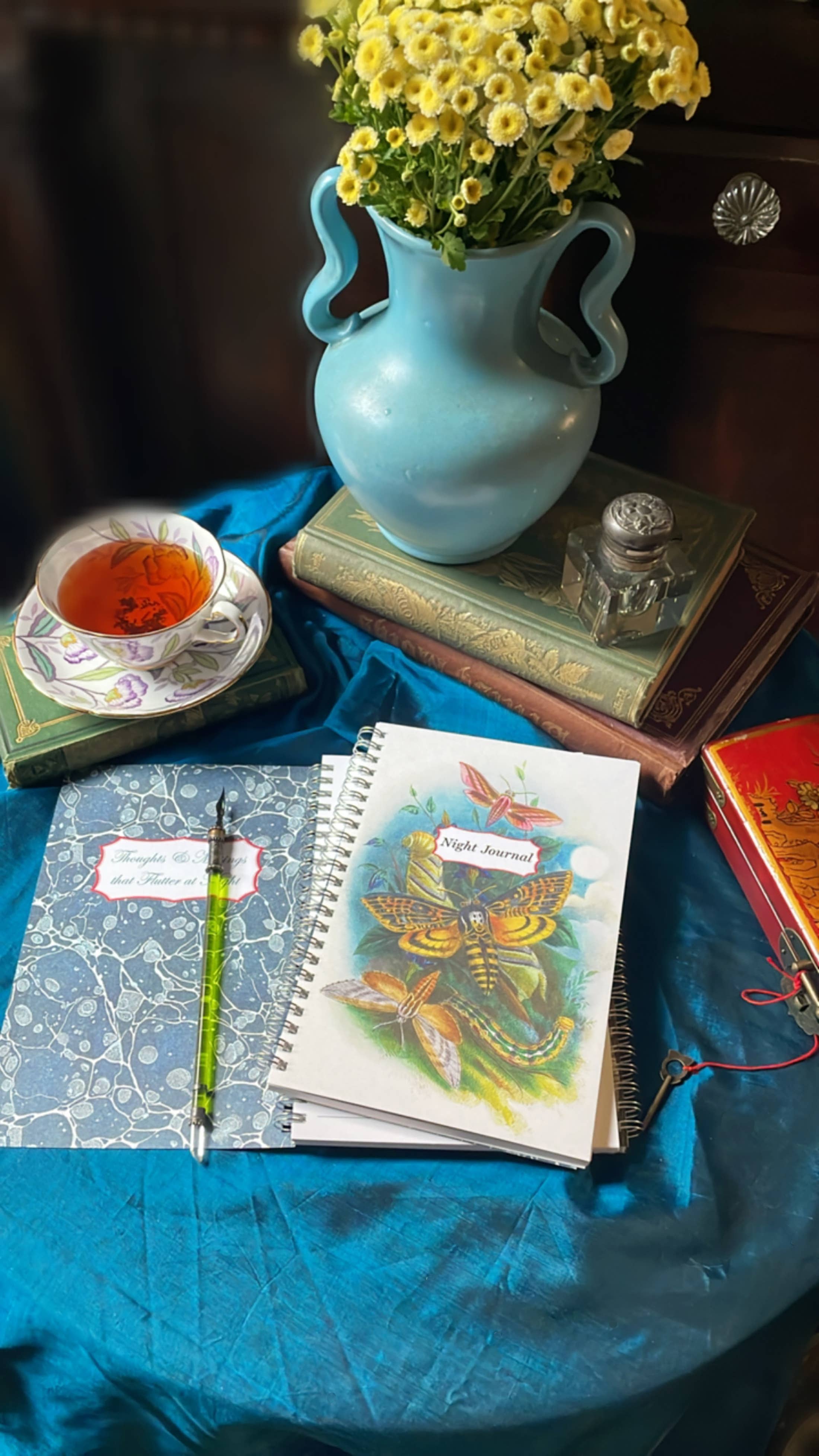 Ivory Tower Studios - Wholesale Journal/Diary - Night Journal Spiral Bound Lined Paper—Moths in Moonlight8