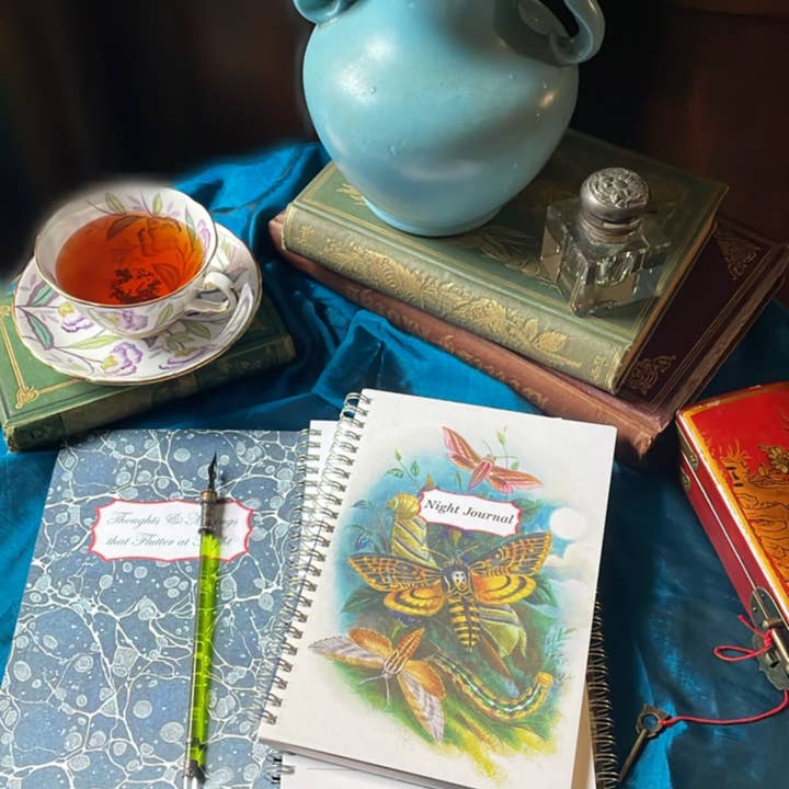 Ivory Tower Studios - Wholesale Journal/Diary - Night Journal Spiral Bound Lined Paper—Moths in Moonlight8