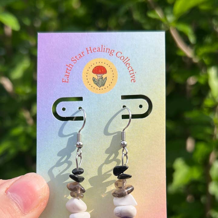 Asexuell - Pride-Flagge - Kristall-Chip-Ohrringe - Stahl für den Großhandel von Earth Star Healing Collective