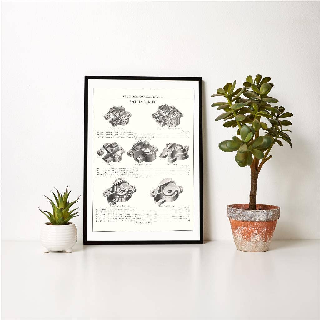 Found Image Press – wholesale Art print – Art Print HD-64 Sash Fastners1