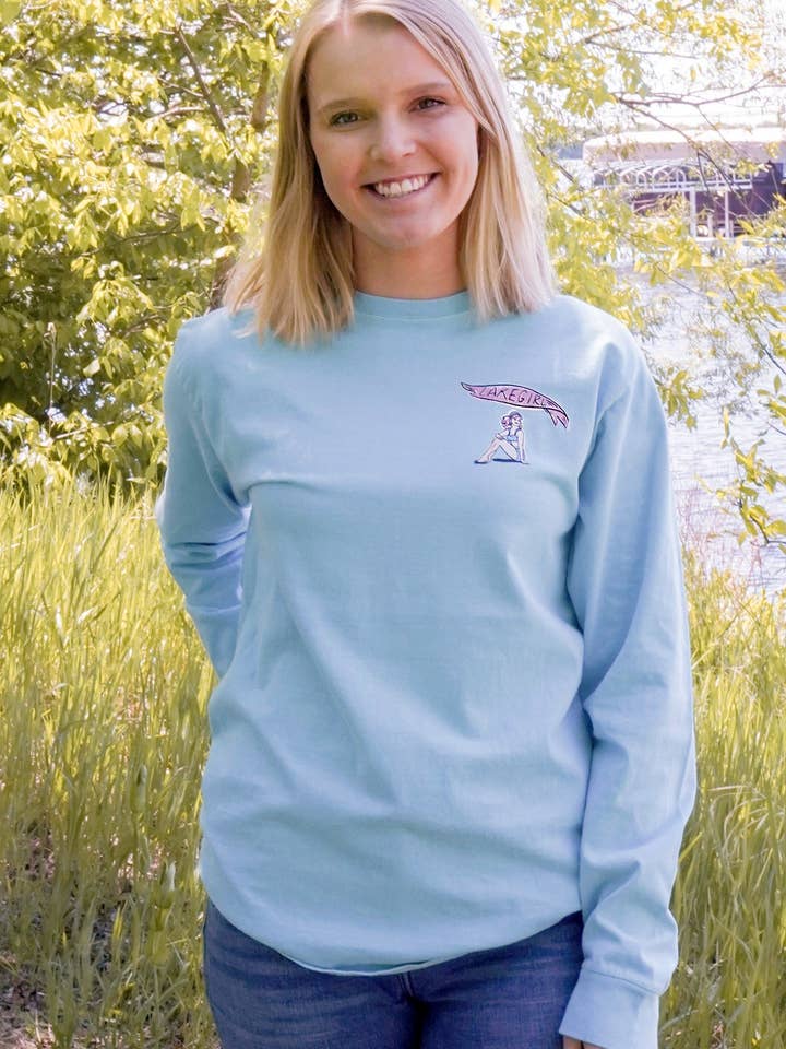 Lakegirl - Wholesale Screen Printed T-Shirt - Women's - Vintage Sailboat Caribbean Long Sleeve Tee