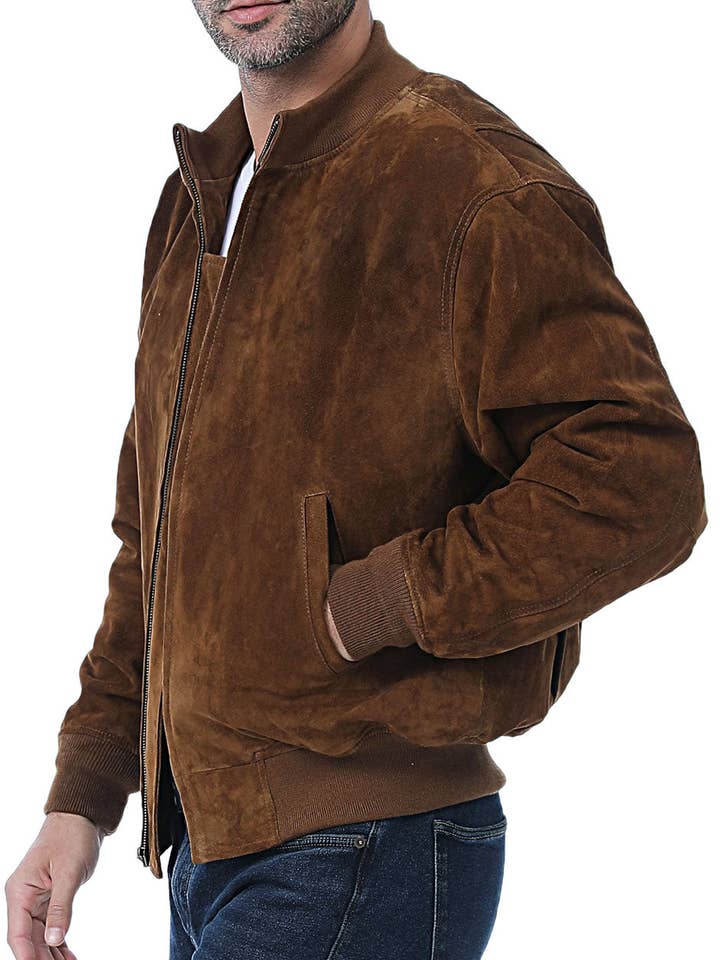 Tobacco Landing Leathers Men WWII Suede Leather Tanker Jacket for wholesale on Faire