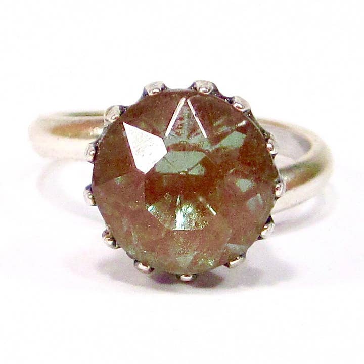 Sappharine Glass Ring Antique Silver With Saphiret Glass Stones for wholesale by SoHo Schmuckmanufaktur