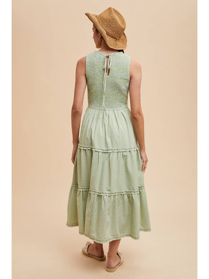 In Loom - Wholesale Dress - Women's - SMOCKED CHECKERED SEERSUCKER MAXI