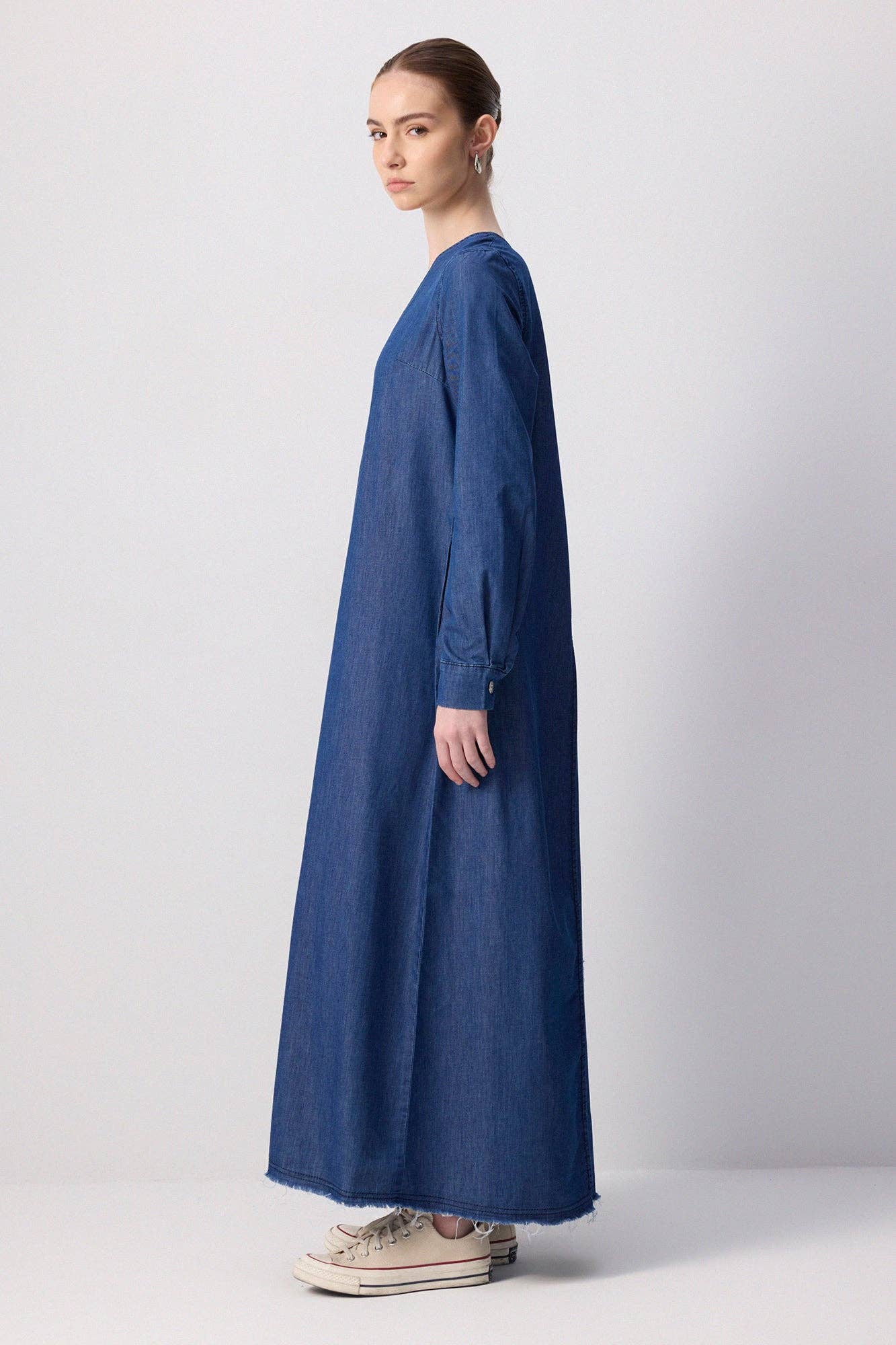 DENIM EFFECTED DRESS for wholesale on Faire2