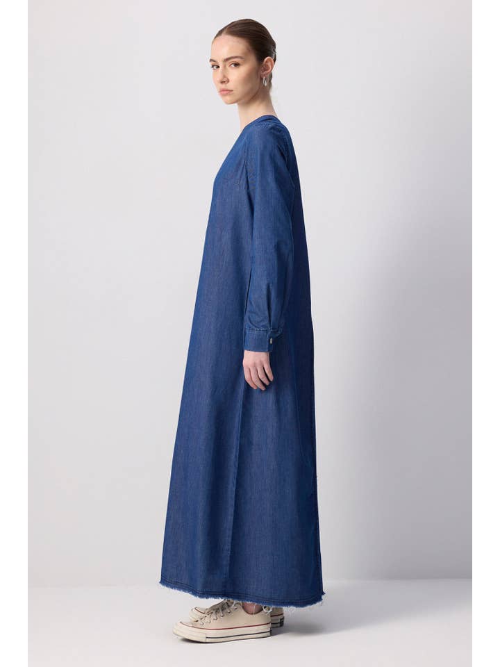 DENIM EFFECTED DRESS for wholesale on Faire2