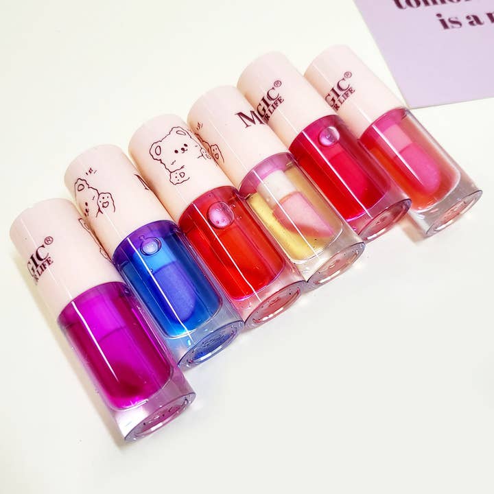 Assorted Color 24 pcs Bear Theme Lip Oil for wholesale on Faire