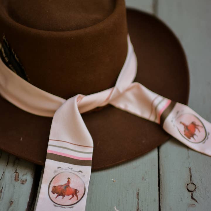 Tirzah Lane Art - Wholesale Scarf - Women's - Roamin' Cowgirl Bison Western Twilly Scarf1