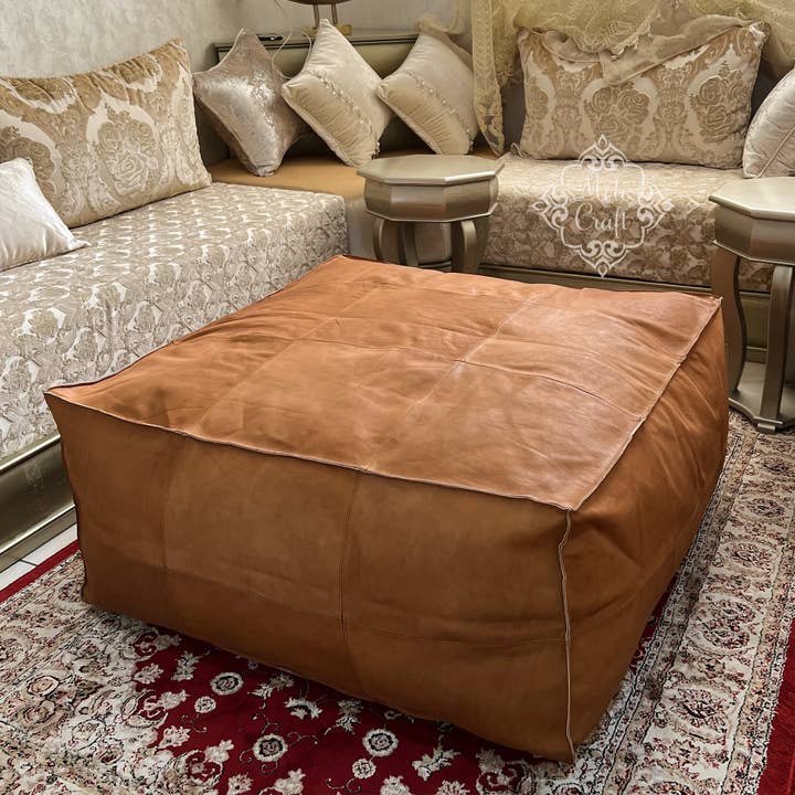 Melecraft - Wholesale Ottoman - Handmade Furniture | CowHide Leather OttomanTable-Unstuffed
