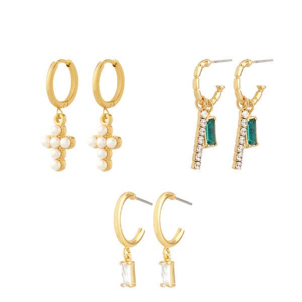 Celestial Earrings Trio for wholesale by Silk oil of Morocco