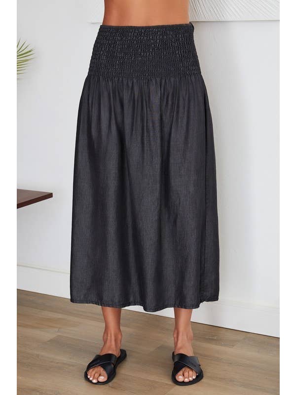 VENTI6 - Wholesale Skirt - Women's - SMOKED WAIST MIDI SKIRT (68884)12