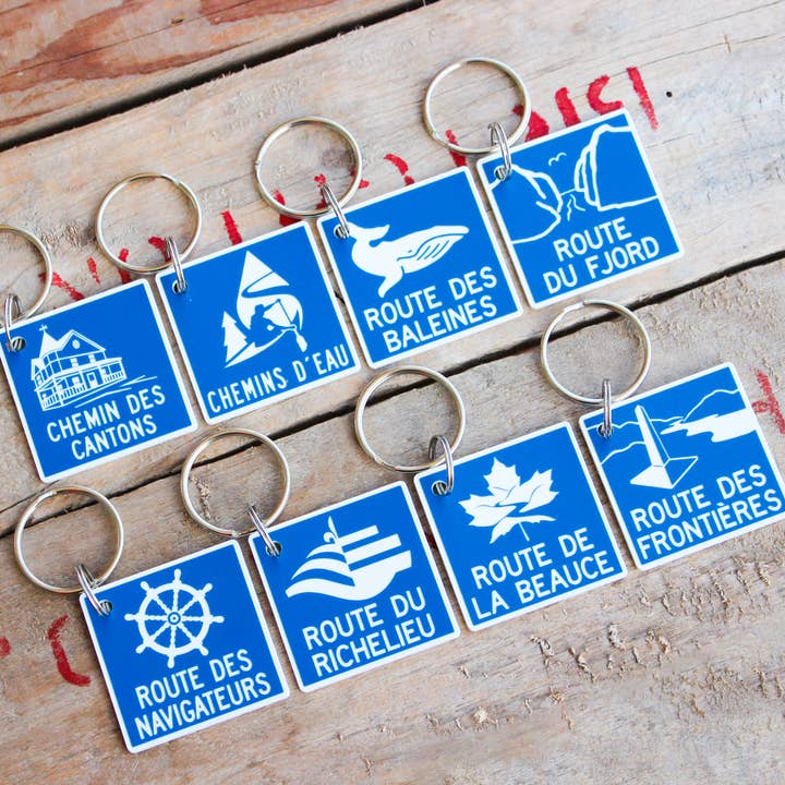 Engraved Plastic Keychain - Québec Tourist Routes for wholesale by The Laundry Room Shop