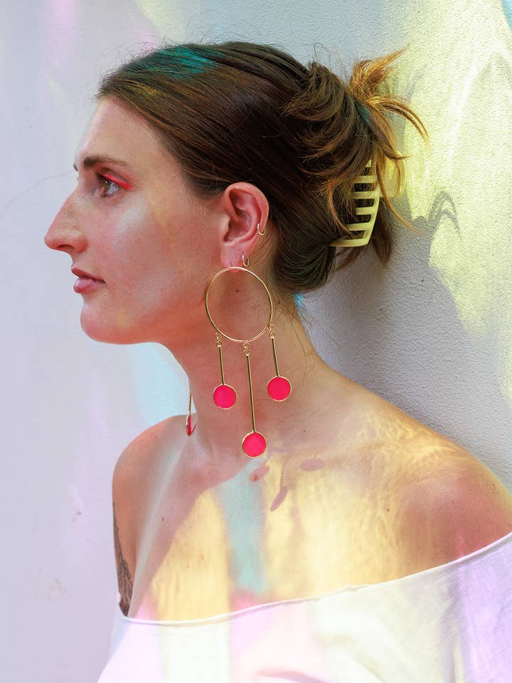 brincos de declaração coloridos: Calypso Triple Drops por atacado de StudioSophiaSophia