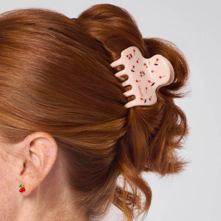 KITSCH - Wholesale Hair Clip - Women's - Recycled Plastic Medium Cloud Clip - Cherry Print1