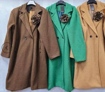 Kurt Muller – wholesale Coat – Women’s – Soft Touch Lined Coat with Detachable Leopard Ruffle Brooch8