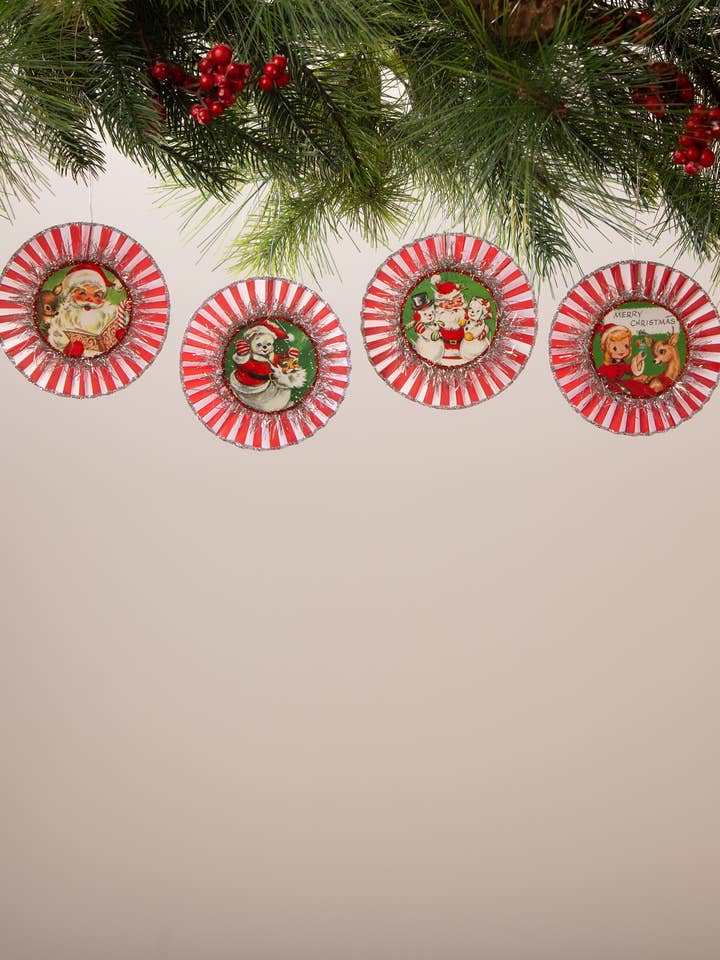 Kitschmas Rosette Ornaments S4 for wholesale by Bethany Lowe Designs