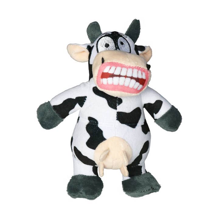 Mighty Jr Angry Animals Mad Cow, Plush, Squeaky Dog Toy for wholesale by Tuffy Dog Toys - VIP Products