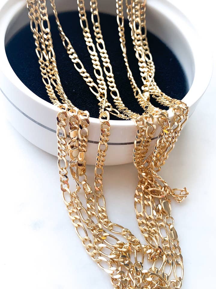 Conjunto de 5 correntes, corrente Figaro preenchida com ouro, correntes por atacado por atacado de Js Wholesale Jewelry