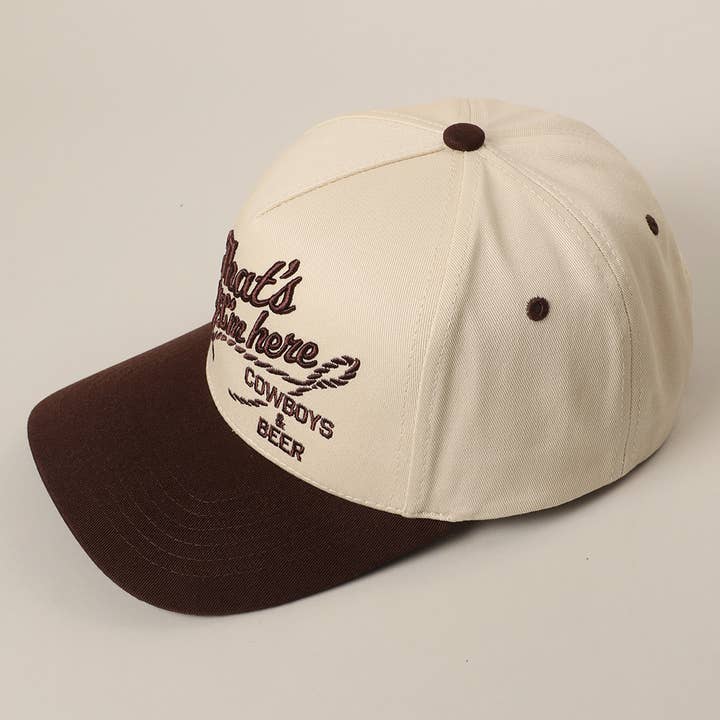 BRN That's Why I'm here Cowboys & Beer Embroidery Two-Tone Cap for wholesale on Faire