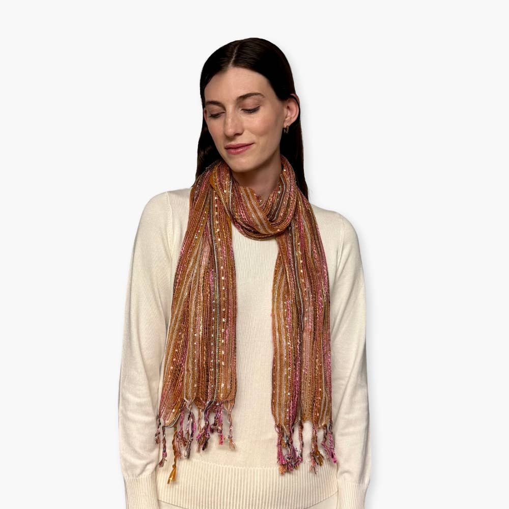 Humble Hilo – wholesale Scarf – Women's – Humble Hilo Multicolored Thread Artisan Scarf132