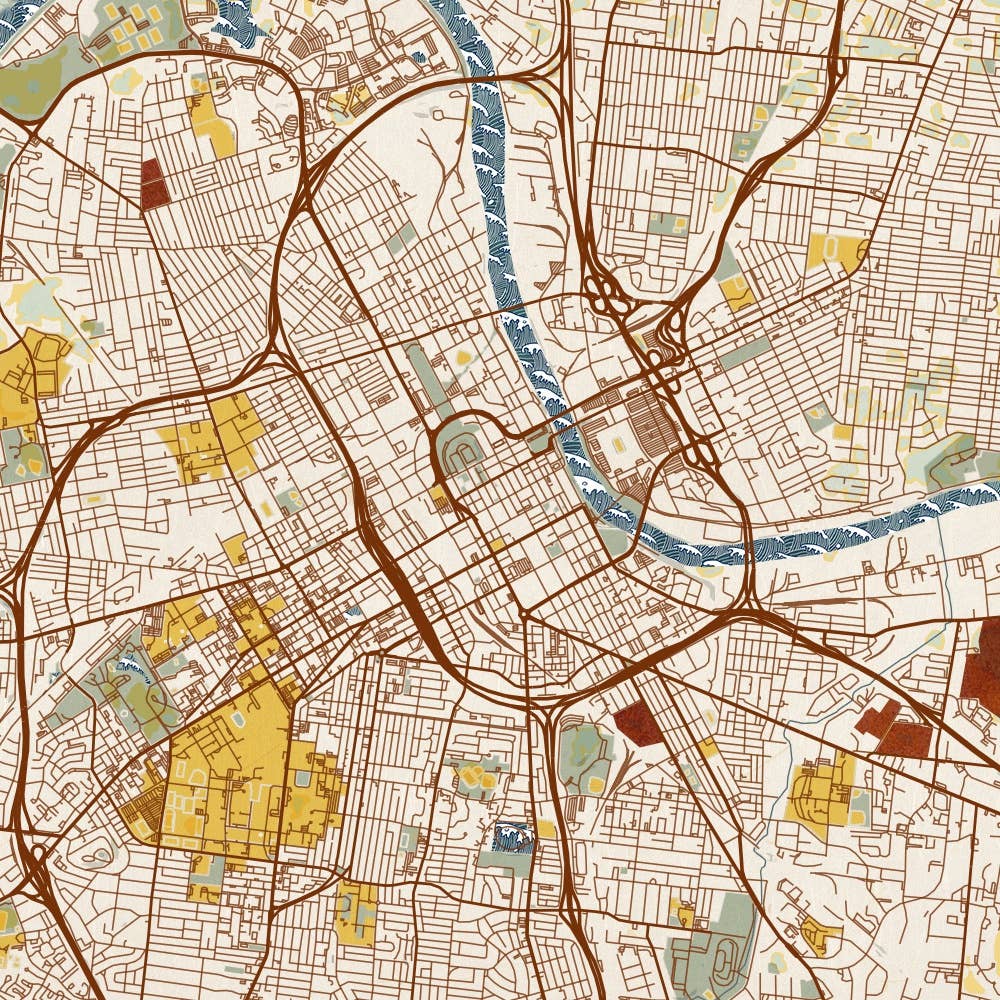JACE.design - Wholesale Art Print - Nashville TN Map Print Woodblock4
