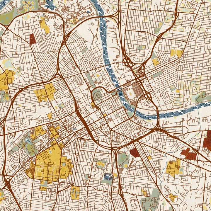 JACE.design - Wholesale Art Print - Nashville TN Map Print Woodblock4