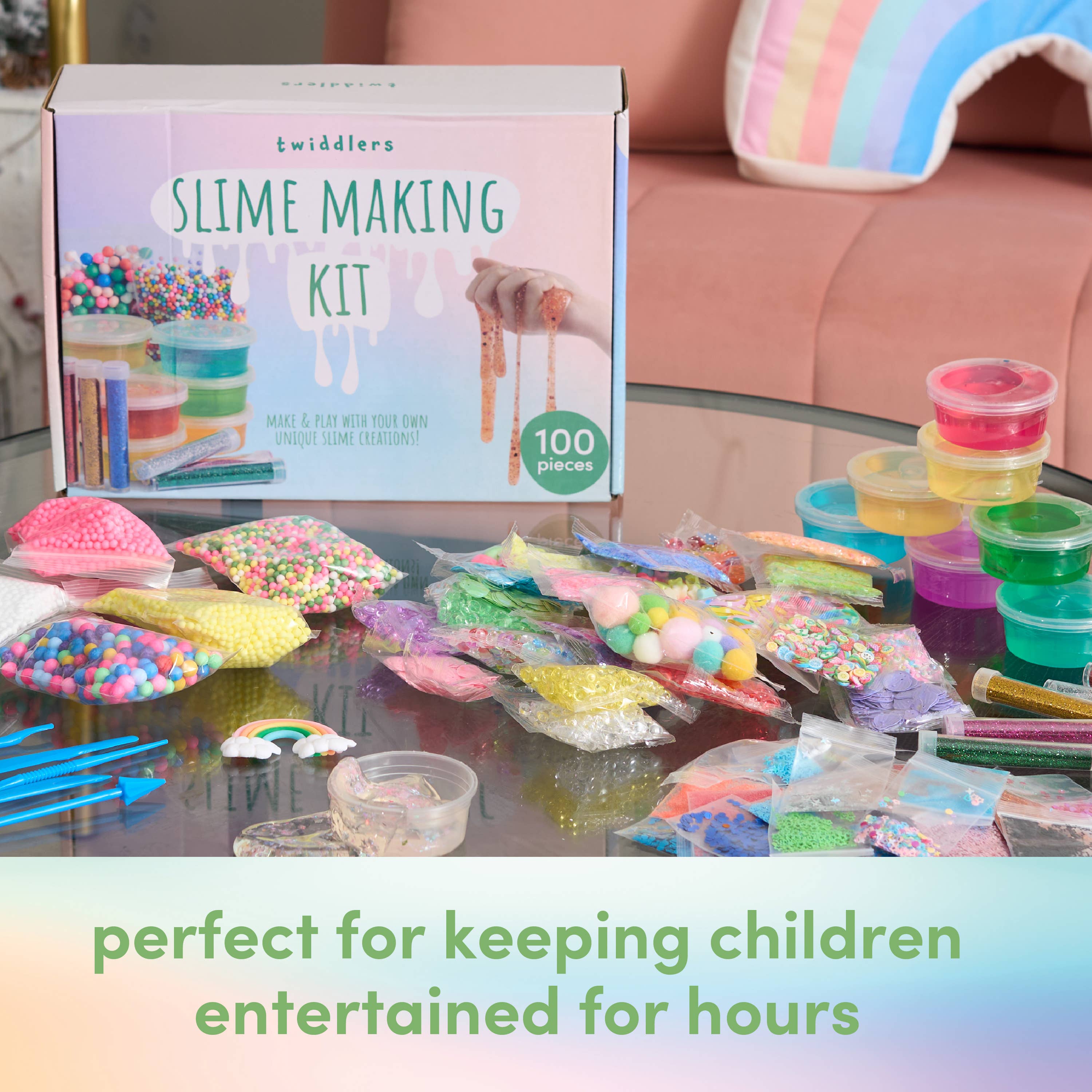 The Twiddlers - Vente Kit de bricolage - Kit de fabrication de slime 100 pièces - Perles cristal et paillettes4