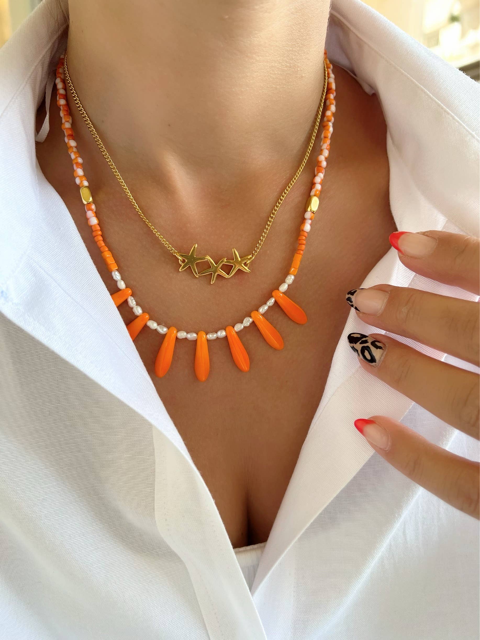 Christina Christi - Venta al por mayor Collares de cuentas/perlas - Collar de perlas con cuentas de verano, collar de playa, capas1