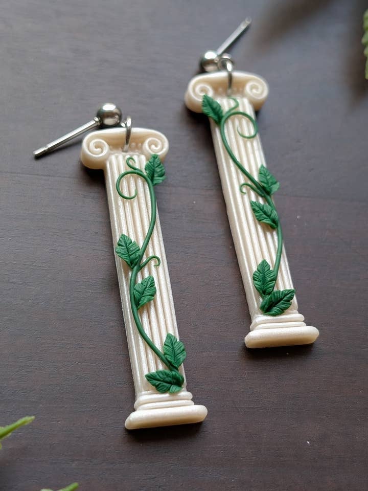 Columns with Vines Dangle Earrings for wholesale by The Midnight Glen