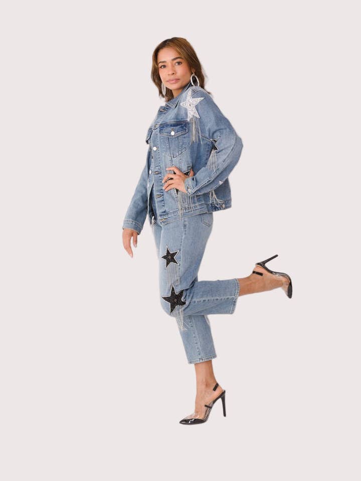 Stardust Dreams Denimjacka - 82331 för wholesale av For Her NYC