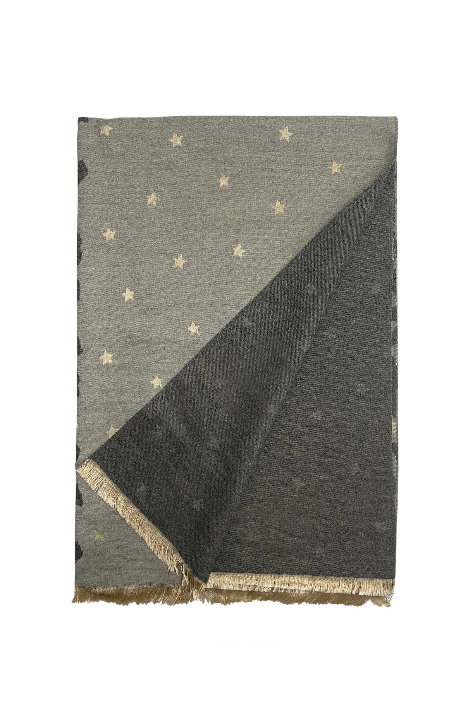 Fashion Scarf World – wholesale Halsduk - Dam – Stjärn- och leopardmönstrad vändbar scarf med fransar2