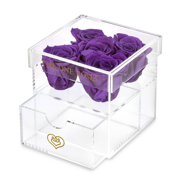 Opaque | Caja de rosas con cajón | Rosas moradas para venta al por mayor de The One Roses