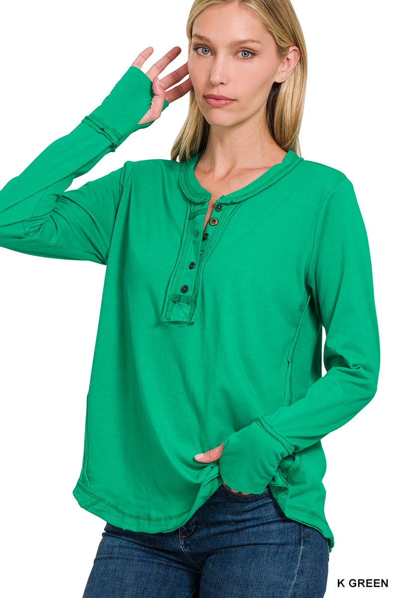 42POPS - Wholesale T-Shirt - Women's - ..'SI-24797 THUMB HOLE CUFFS BUTTON CLOSURE LONG SLEEVE TOP10