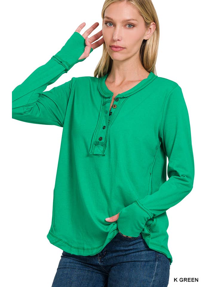 42POPS - Wholesale T-Shirt - Women's - ..'SI-24797 THUMB HOLE CUFFS BUTTON CLOSURE LONG SLEEVE TOP10