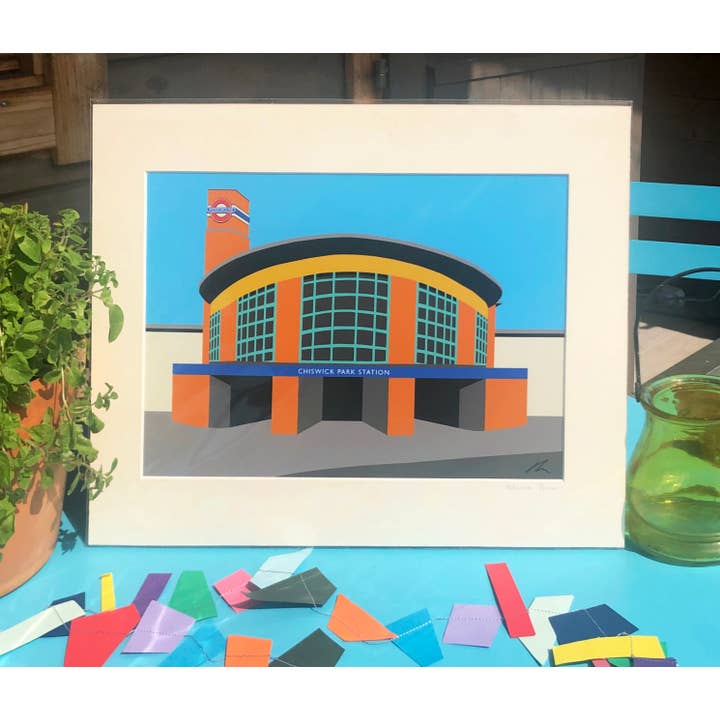 Rebecca Pymar - Wholesale Art Print - Chiswick Park Station Mounted Print1