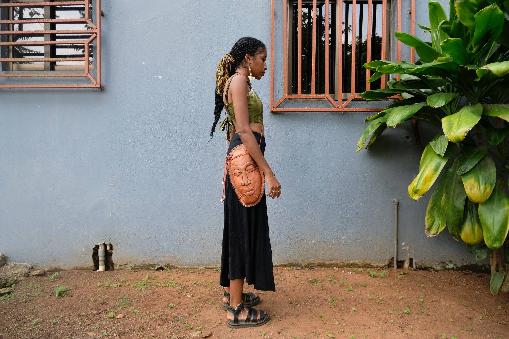 BATIK BOUTIK – wholesale Crossbody bag – Women's – BROWN LEATHER BAG AFRICAN MASK HOME DECOR ACCESSORY GENUINE LEATHER GIFT6