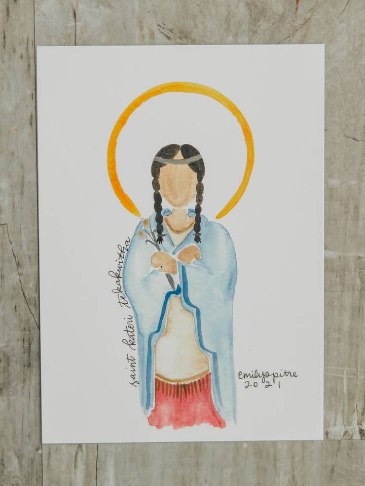St. Kateri Tekakwitha - 5x7 Afdrukken voor wholesale door Emily S Pitre Art