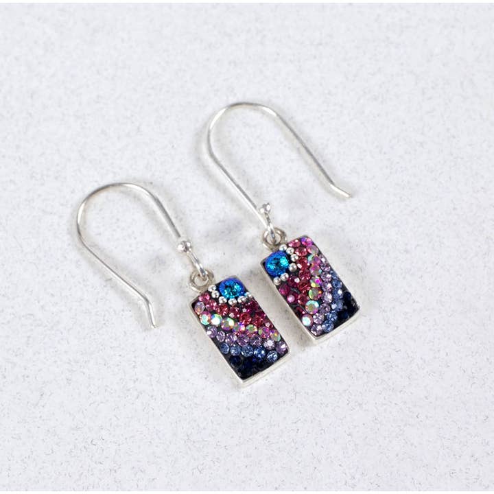 PE-8116 / CRYSTAL & SILVER PETITE SPARKLE STREAK EARRINGS for wholesale by Mosaico Jewels