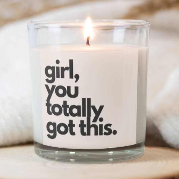 Girl, you totally got this! Soy Candle, Recycled Wine Bottle for wholesale by Emare Aroma