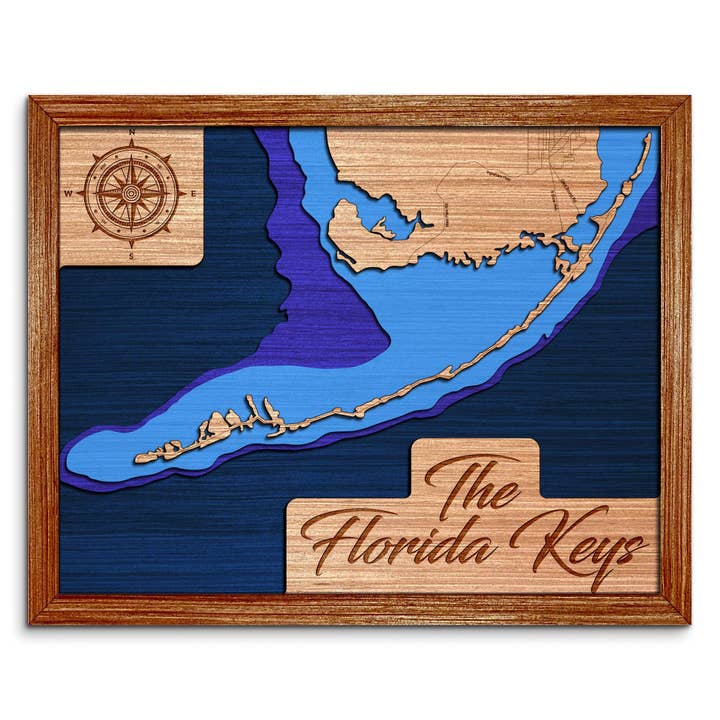 Florida Keys Depth Map - Any Water Body, Home Wall Art Decor for wholesale by Premier Gifts and More