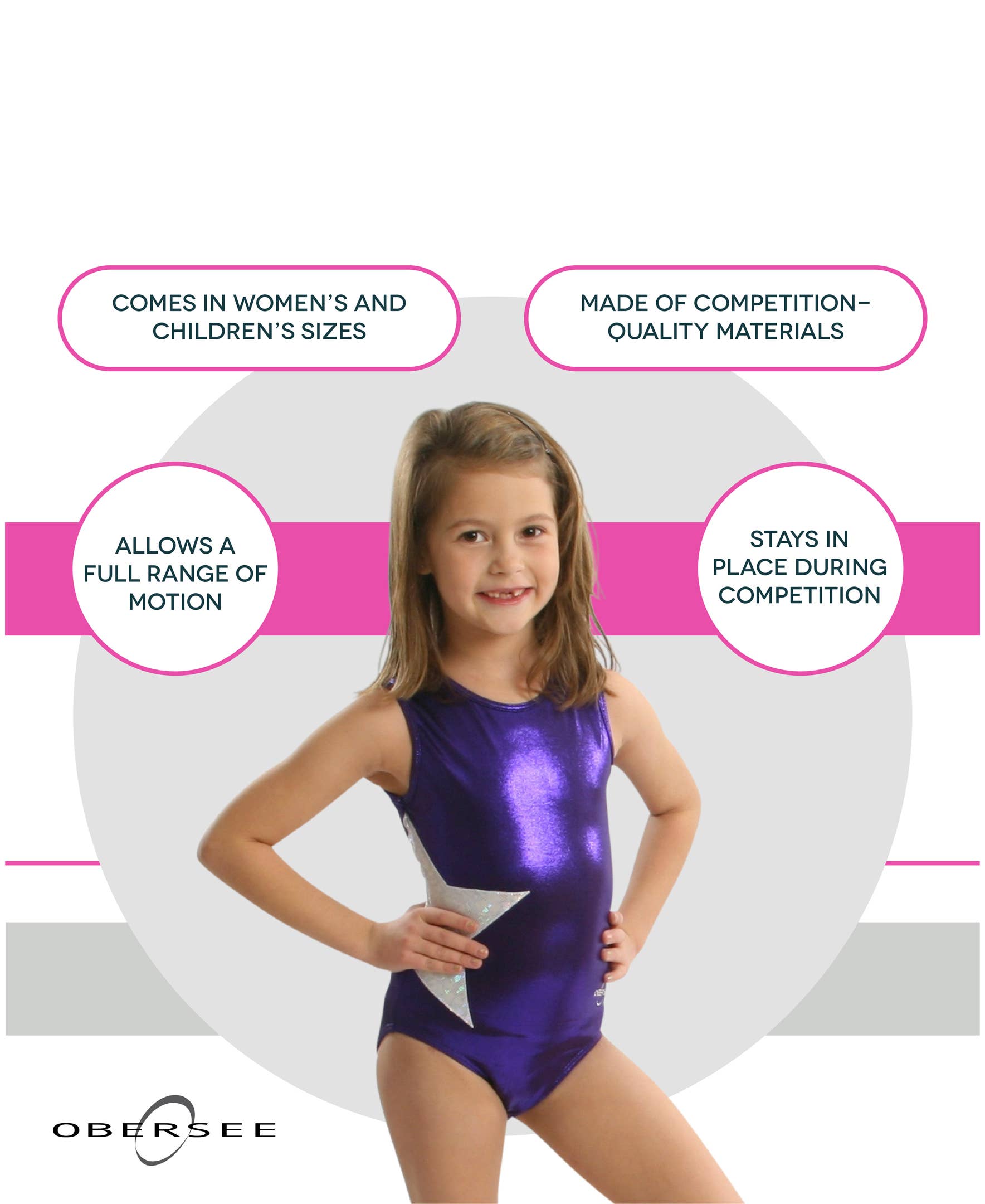 Obersee - Wholesale Leotard - Kids - Girl's Gymnastics Leotard - Purple Star3