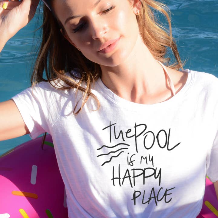 The Pool is my Happy Place (zwart) - CASE, zwembad, zomer voor wholesale door Top Crate