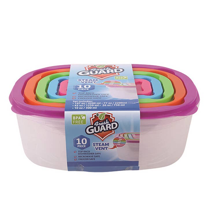 Frischhalte-Behälter-Set mit Belüftung, 10-teilig, rechteckig für den Großhandel von Deluxe Import Trading