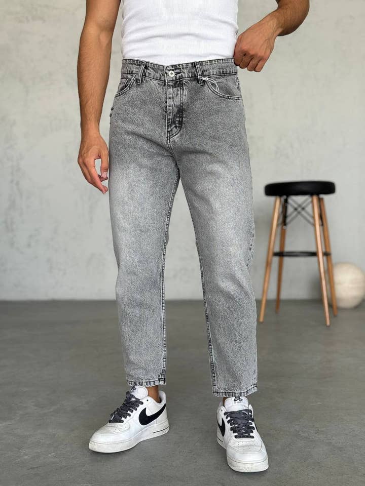 Boyfriend Wash Stoned Distressed Denim Jeans for wholesale by PremiumDenim