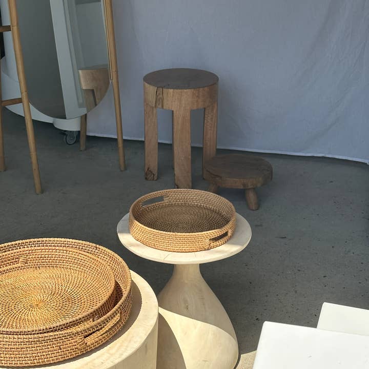 Office Objets - Wholesale Basket - Set of three handcrafted Indonesian wicker baskets in natural rattan (caramel)107