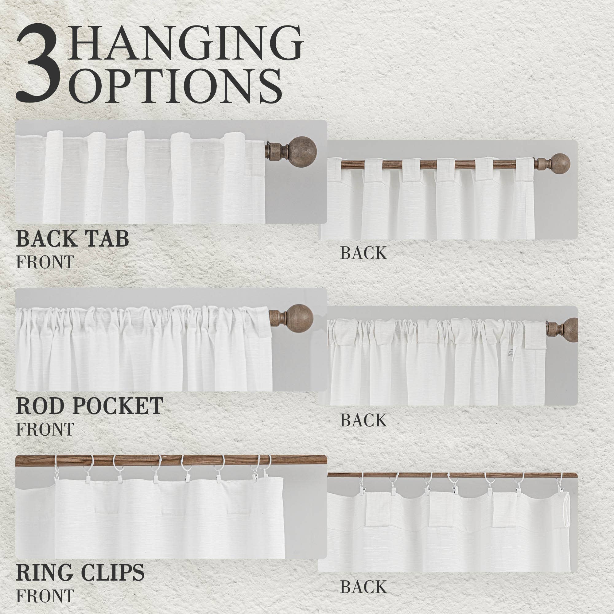 Awesome Home - Wholesale Curtain - Cotton Blend Light Filtering Back Tab Curtains (2 Panels)31